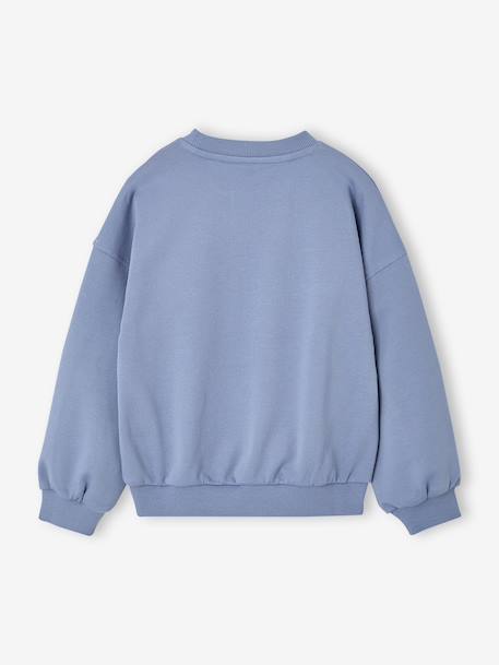 Crewneck sweatshirt with long sleeves for girls chambray blue+marl grey 
