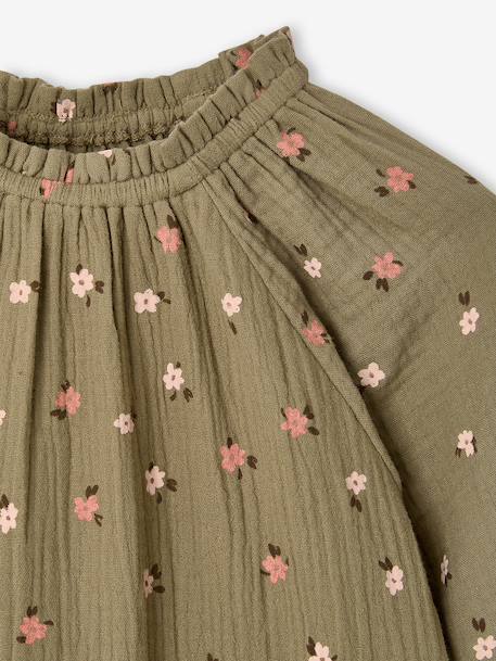 Short dress for girls ecru+khaki 