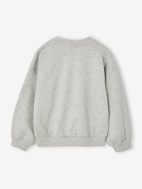 Crewneck sweatshirt with long sleeves for girls chambray blue+marl grey 