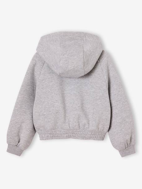 Zip-up hooded sweatshirt for girls marl grey 