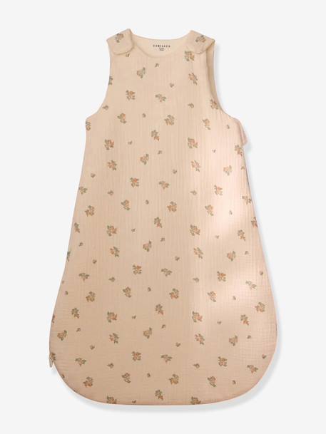 Baby sleeping bag in cotton muslin ecru 