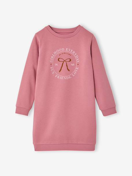 Basics Dress in Fleece for Girls ecru+mauve+navy blue+sage green 