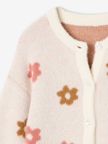 Knitted Cardigan with Animal Pattern, for Girls brown+chocolate+ecru+green 
