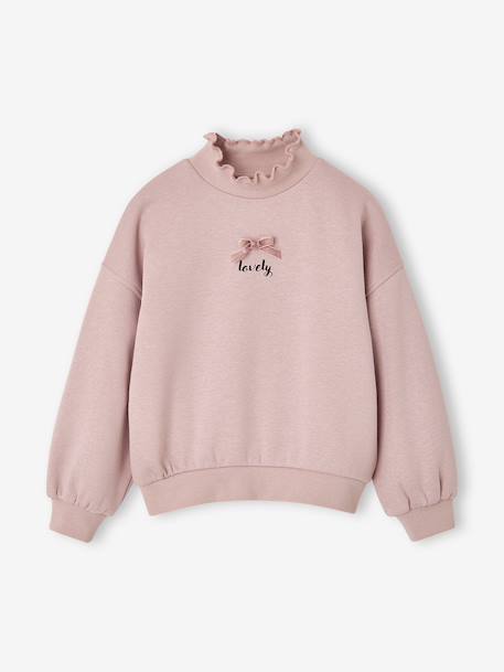 Sweatshirt for girls with high neck pale pink 