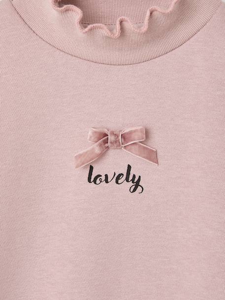Sweatshirt for girls with high neck pale pink 