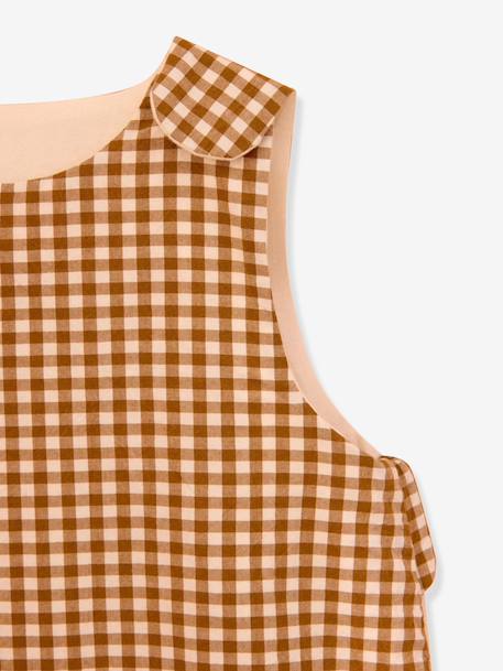 Gingham baby sleeping bag caramel 