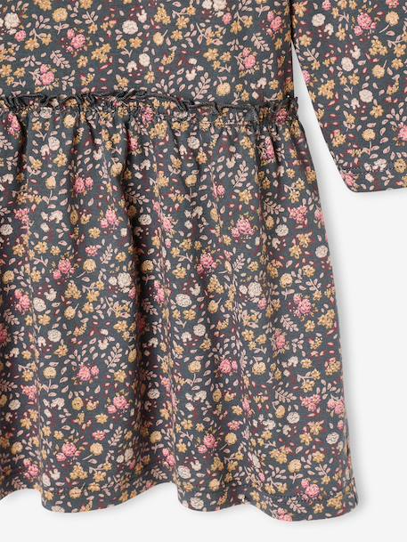Long Sleeve Printed Dress for Girls anthracite+rose+sand beige 