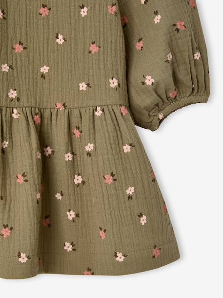 Short dress for girls ecru+khaki 