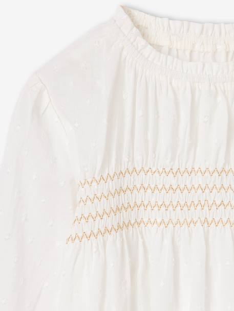 Long-sleeved blouse for girls ecru 