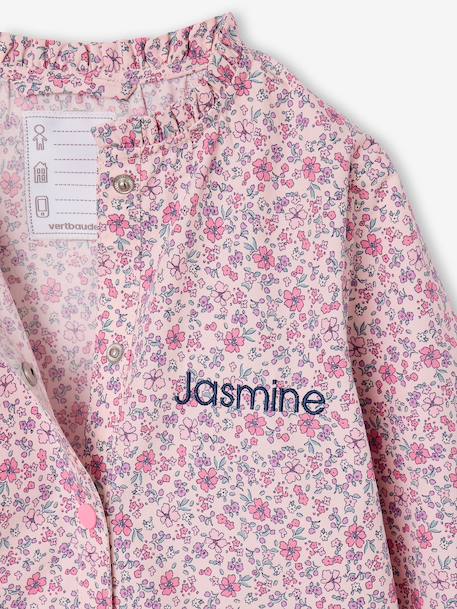 Customisable buttoned school smock for girls candy pink 