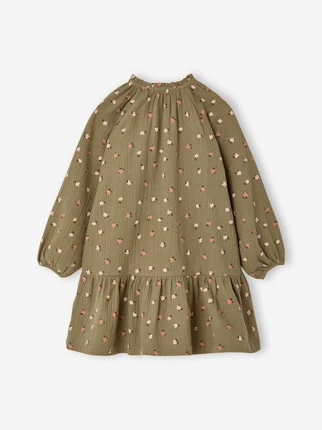 Short dress for girls ecru+khaki 