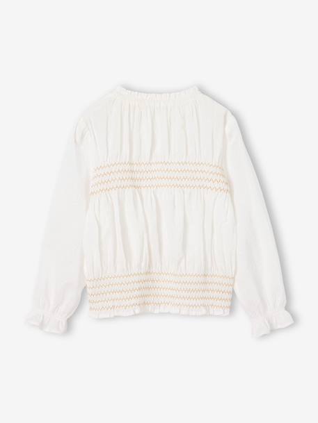 Long-sleeved blouse for girls ecru 