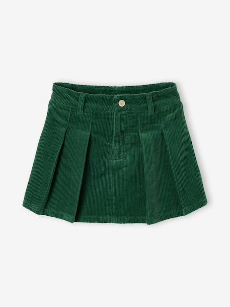 Pleated skort for girls beige+bordeaux red+English green 