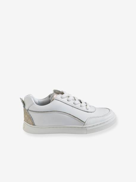 Leather Trainers, with Pineapple, for Girls White 