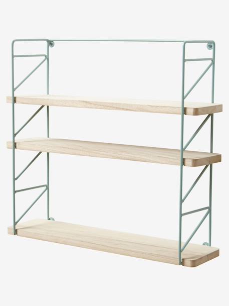 Metal & Wood 3-Level Shelving System Green+WHITE LIGHT SOLID 