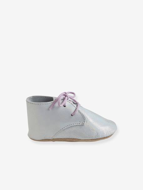 Booties in Soft Leather, for Baby Girls Gold 