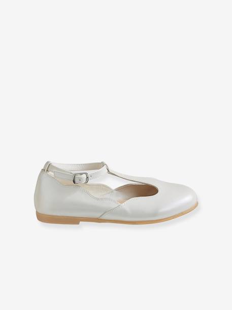 T-Strap Ballet Pumps for Girls Light Pink+White 