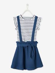 Girls-Sets-Striped T-Shirt + Cotton Gauze Skirt Outfit, for Girls