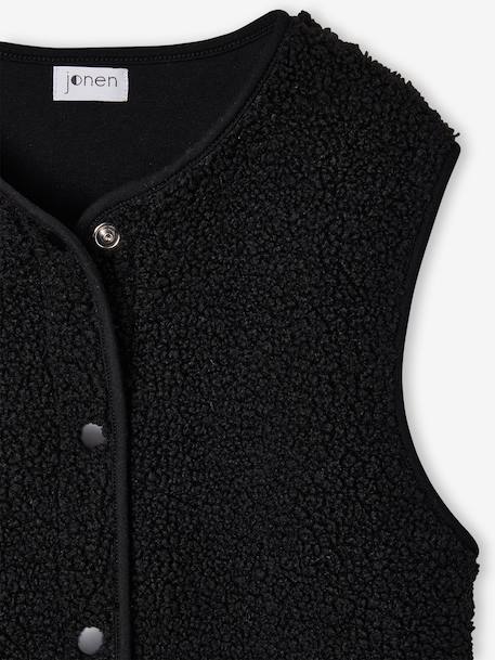 Sleeveless jacket black+chocolate+sandy beige 