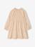 Short dress with long sleeves for girls cinnamon+ecru 