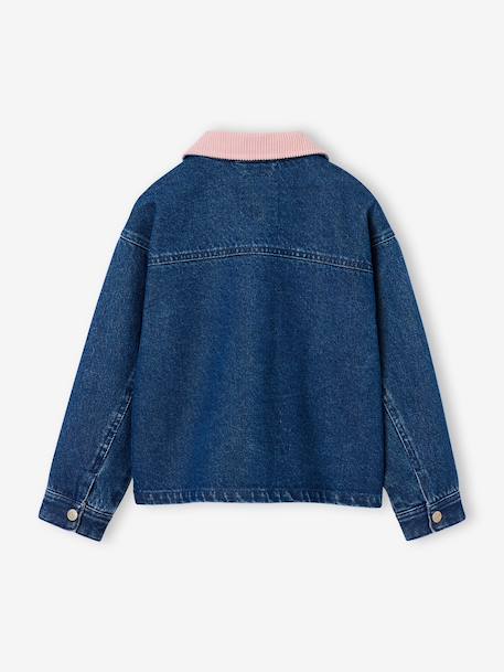 Denim jacket with corduroy collar for girls medium blue 