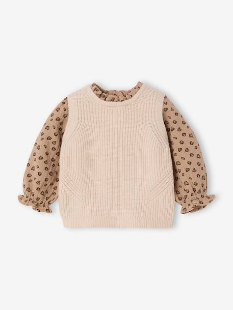 2-in-1 Jumper for Babies ecru+rosy+sky blue 