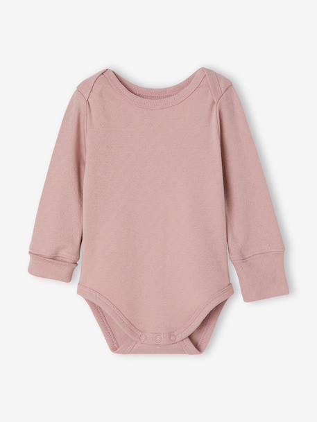 Pack of 3 long-sleeved bodysuits for baby girls rose 