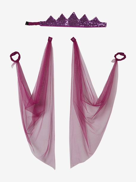 Princess Costume with Veil & Crown Blue+Gold+Pink+plum 