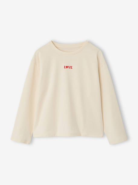 Long-sleeved T-shirt for girls anthracite+ecru+old rose 
