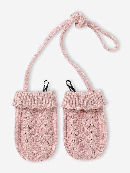 Baby knit hat, snood and mittens set rosy 