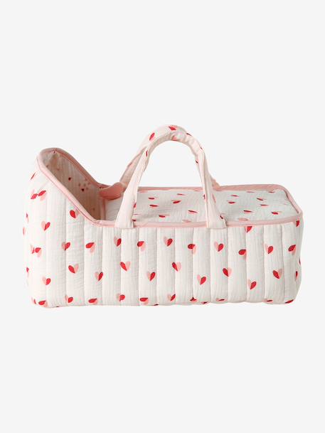 Carrycot for Dolls in Cotton Gauze black+rose+yellow 