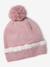 Girls knitted hat, snood and gloves set pale pink 