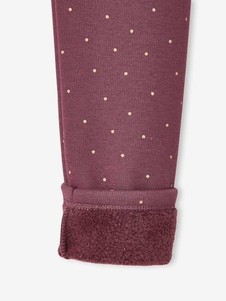 Pack of 2 Leggings Lined in Fleece Knit anthracite+plum 