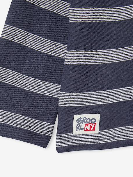 Long-Sleeved T-Shirt with Striped Effect for Boys navy blue+striped white 