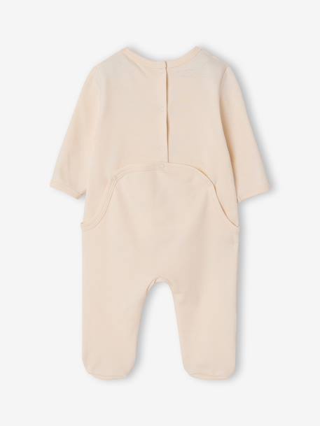Pack of 3 baby sleepsuits with back opening ecru+sage green 