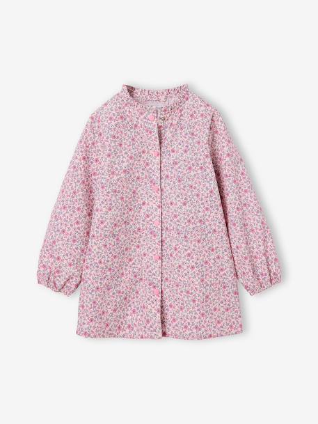 Customisable buttoned school smock for girls candy pink 