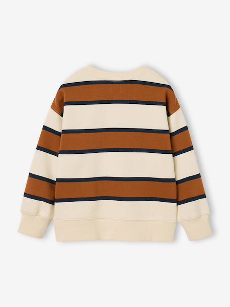 Striped sweatshirt with crew neck for boys hazel+navy blue+pistachio 