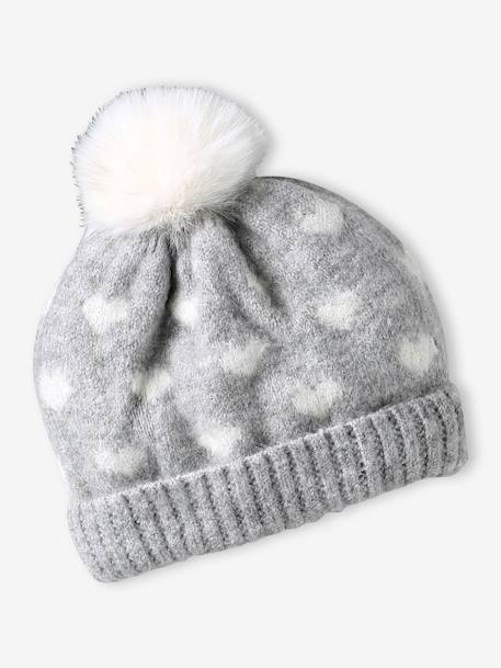Knitted hat, snood and mittens set for baby girls marl grey 