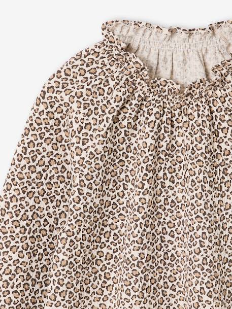 Fancy Top, Elasticated Ruffled Neckline, for Girls ecru+navy blue+vanilla 