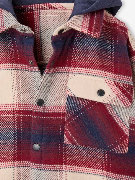 Hooded shirt for boys bordeaux red 