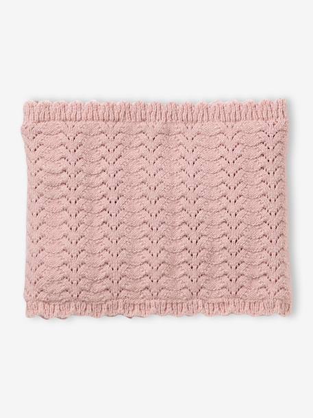 Baby knit hat, snood and mittens set rosy 