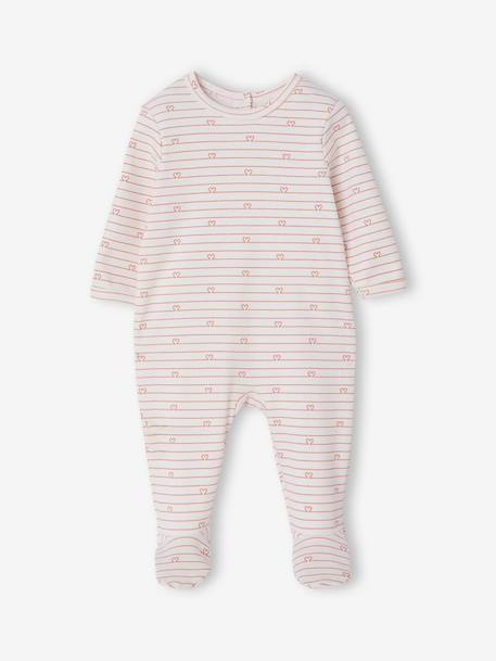 Pack of 3 baby sleepsuits with back opening ecru+sage green 