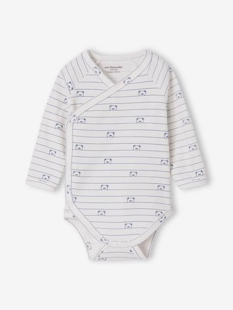 Pack of 3 long-sleeved newborn bodysuits for boys blue 