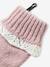 Girls knitted hat, snood and gloves set pale pink 