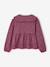 Shirt in Cotton Gauze with Broderie Anglaise Collar, for Girls ecru+plum 