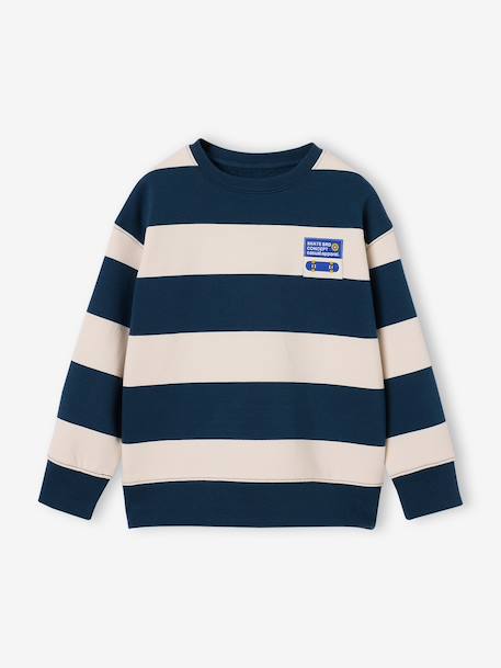 Striped sweatshirt with crew neck for boys hazel+navy blue+pistachio 