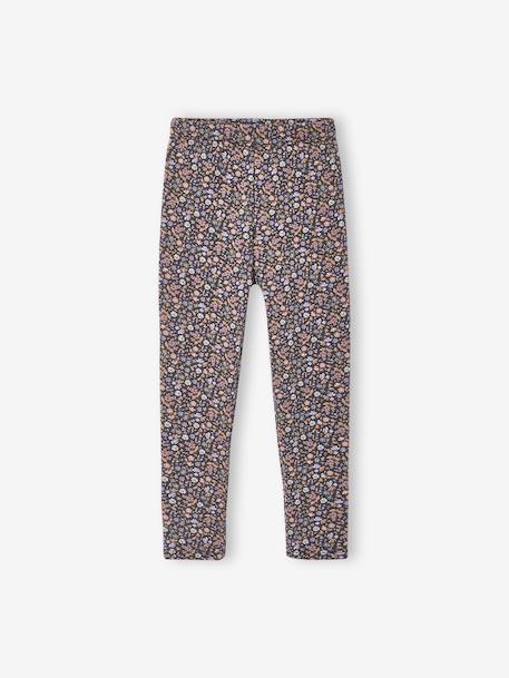 Leggings Lined in Polar Fleece for Girls BROWN LIGHT ALL OVER PRINTED+chocolate+dark grey+dusky pink+ink blue+printed grey 