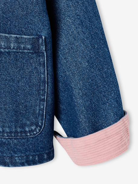 Denim jacket with corduroy collar for girls medium blue 