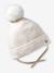 3-piece knit hat, snood and mittens set for baby girls ecru 