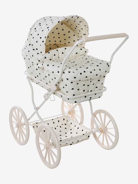 Pram for baby doll black+ecru 